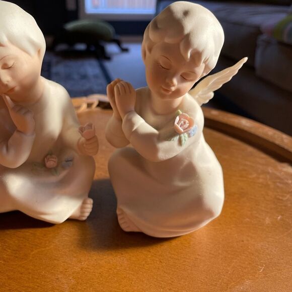 Homco Ceramic Signed Hand Painted Angels Fairies set of 2 - Picture 3 of 15